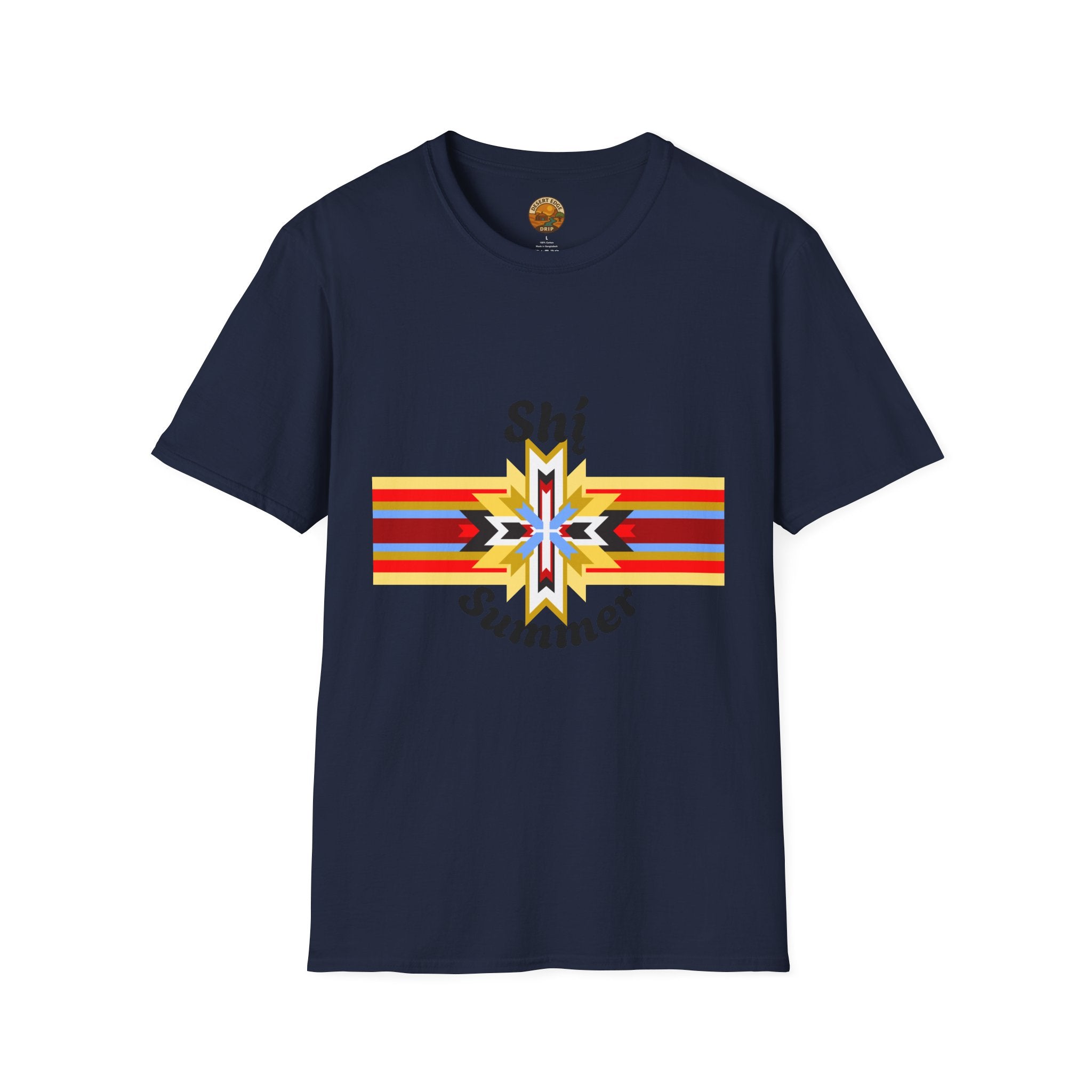Native Star Graphic T-Shirt — "Shį́ Summer" Colorful Tribal Design