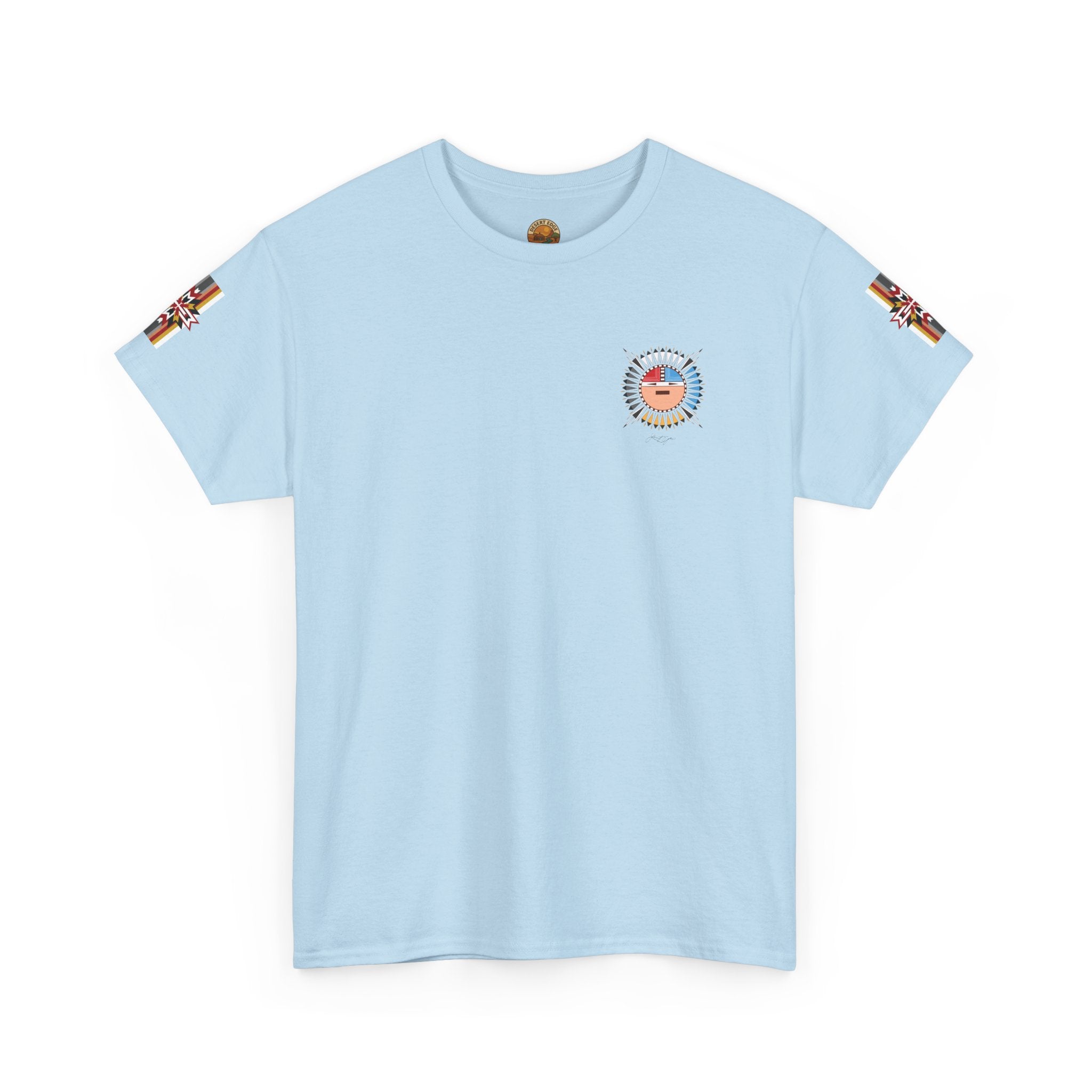 Navajo Sun Graphic Tee — Circular Tribal Shield Chest & Back Print