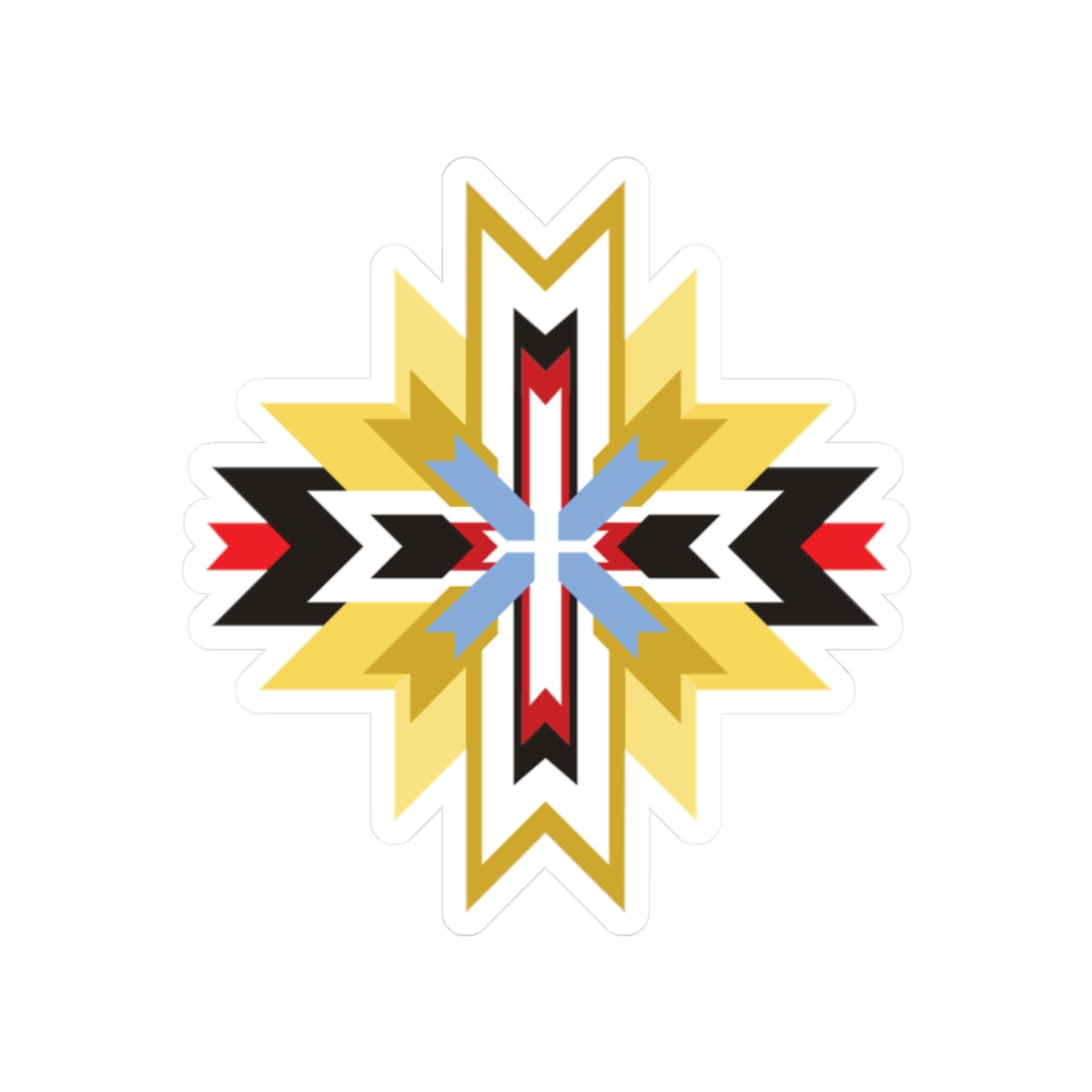 Southwest Geometric Starburst Kiss-Cut Sticker — Native-Inspired Decal