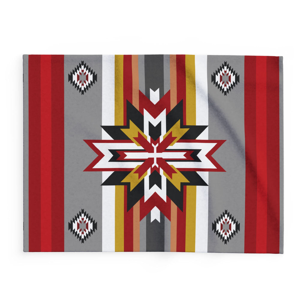 Southwest Star Fleece Blanket — Native-Inspired Red & Gray Geometric Throw