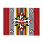 Southwest Star Fleece Blanket — Native-Inspired Red & Gray Geometric Throw