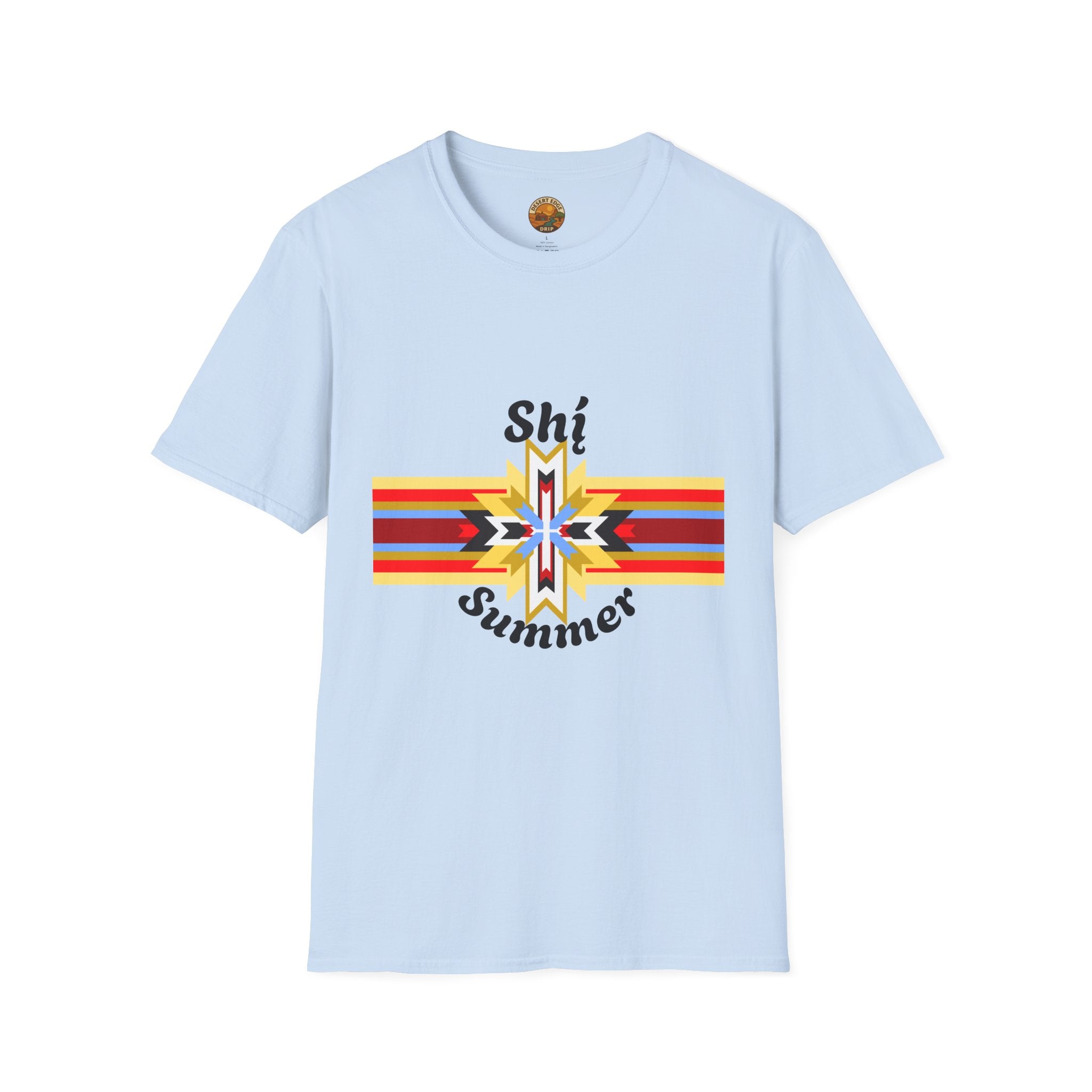 Native Star Graphic T-Shirt — "Shį́ Summer" Colorful Tribal Design