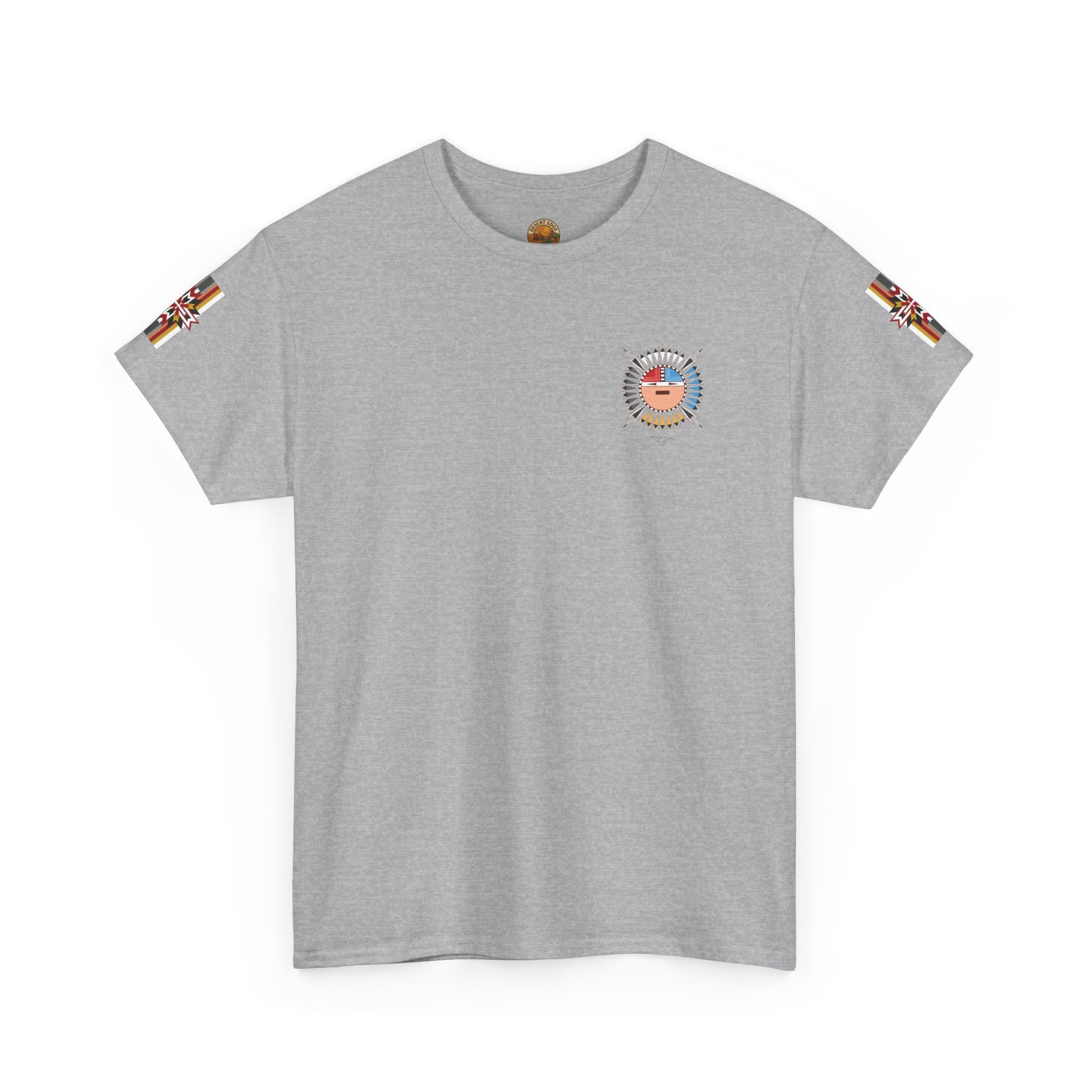 Navajo Sun Graphic Tee — Circular Tribal Shield Chest & Back Print