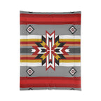 Southwestern Star Comforter – Native Geometric Stripe Bedding in Red, Gray & Gold