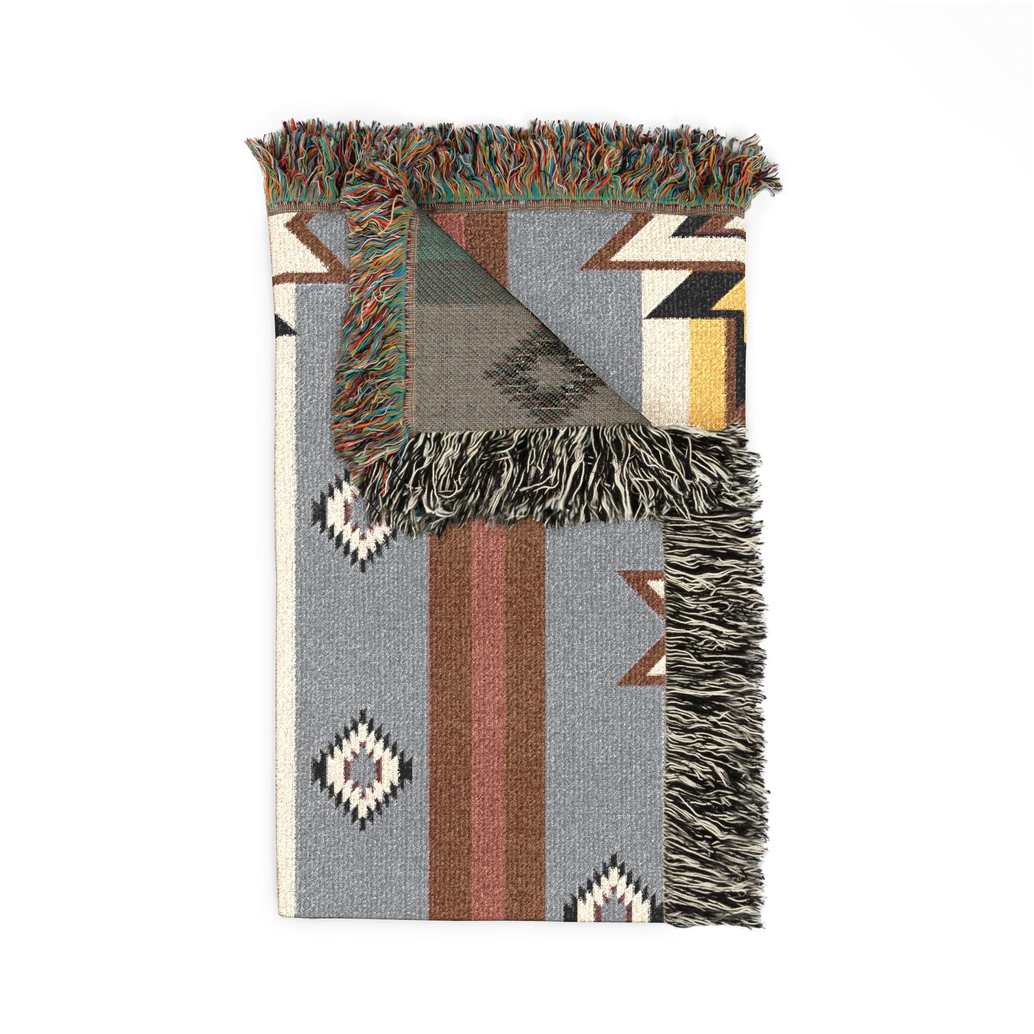 Southwestern Woven Blanket — Aztec Geometric Throw with Fringe