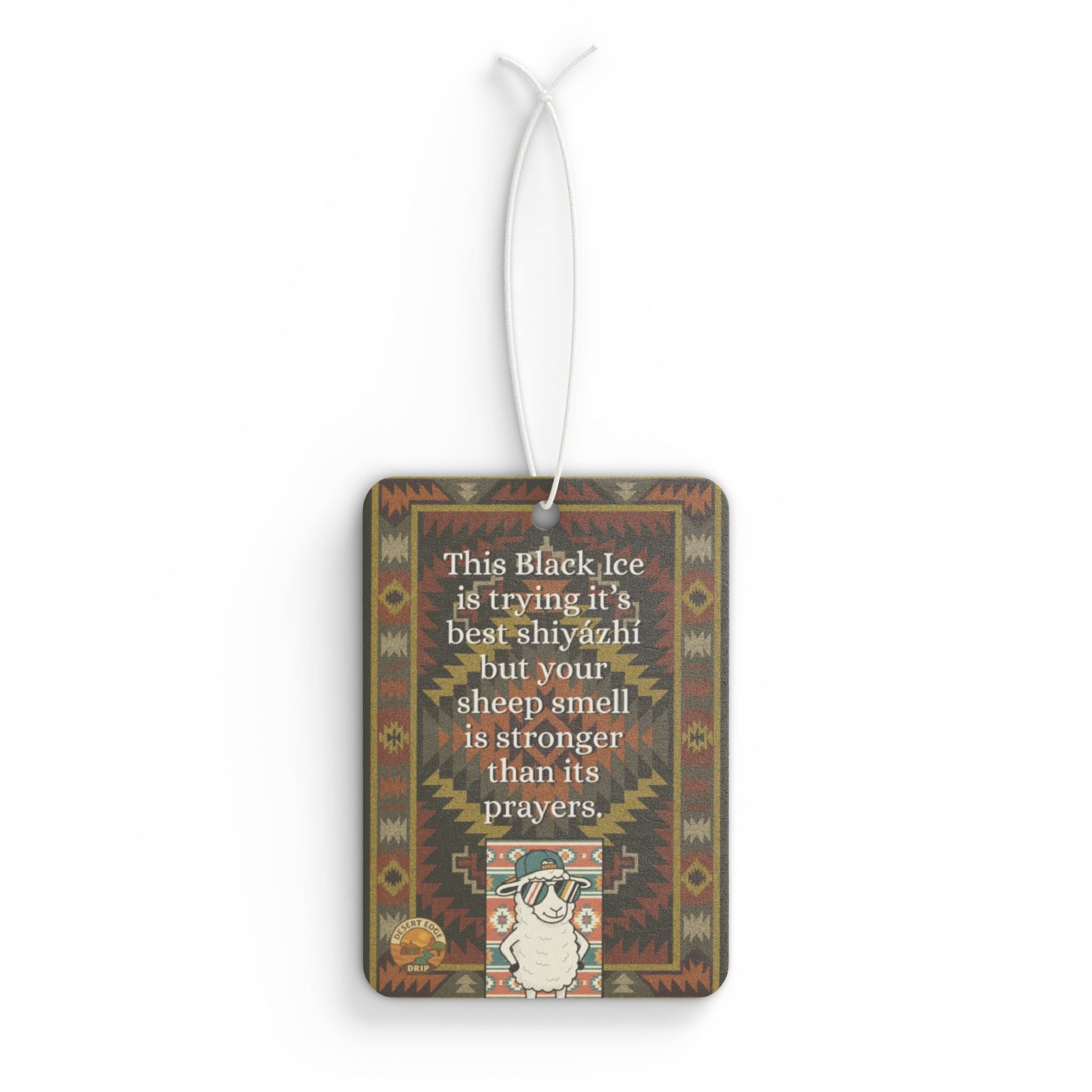 Sheep Pun Car Air Freshener — Humorous Navajo-Inspired Scent Tag