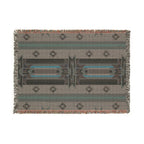 Southwestern Woven Blanket — Aztec Geometric Throw with Fringe