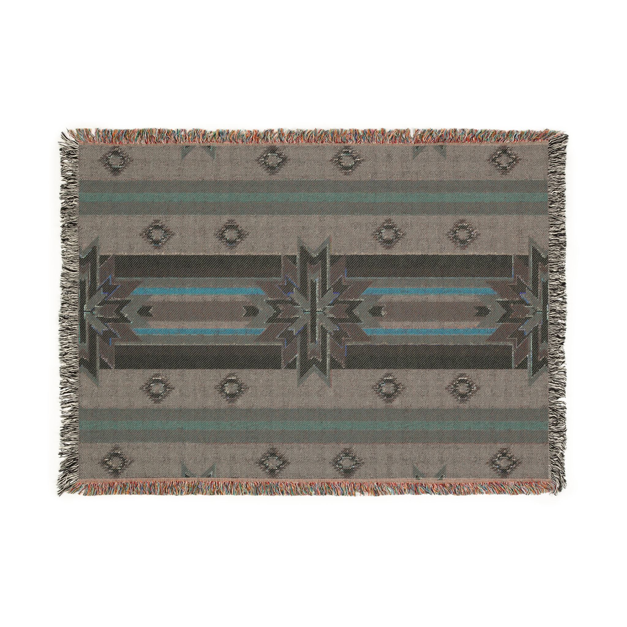 Southwestern Woven Blanket — Aztec Geometric Throw with Fringe