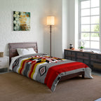 Southwestern Star Comforter – Native Geometric Stripe Bedding in Red, Gray & Gold