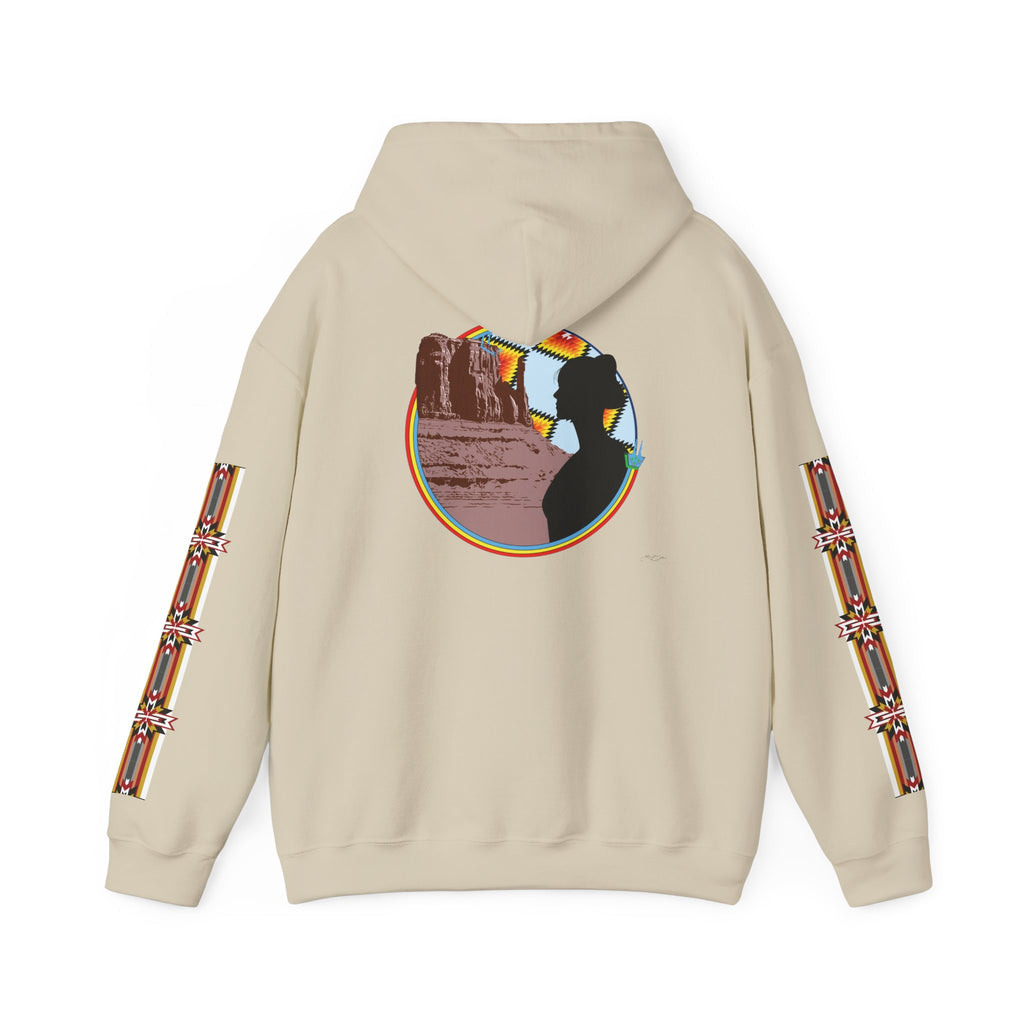 Monument Valley Desert Sunrise Hoodie — Southwestern Retro Landscape Sweatshirt