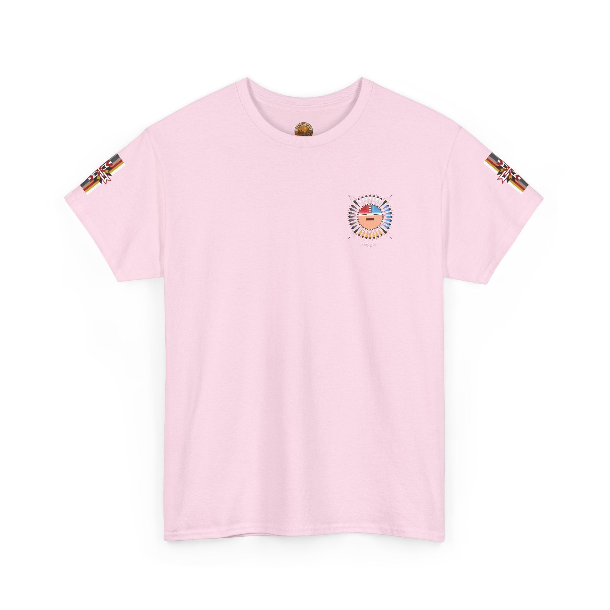 Navajo Sun Graphic Tee — Circular Tribal Shield Chest & Back Print