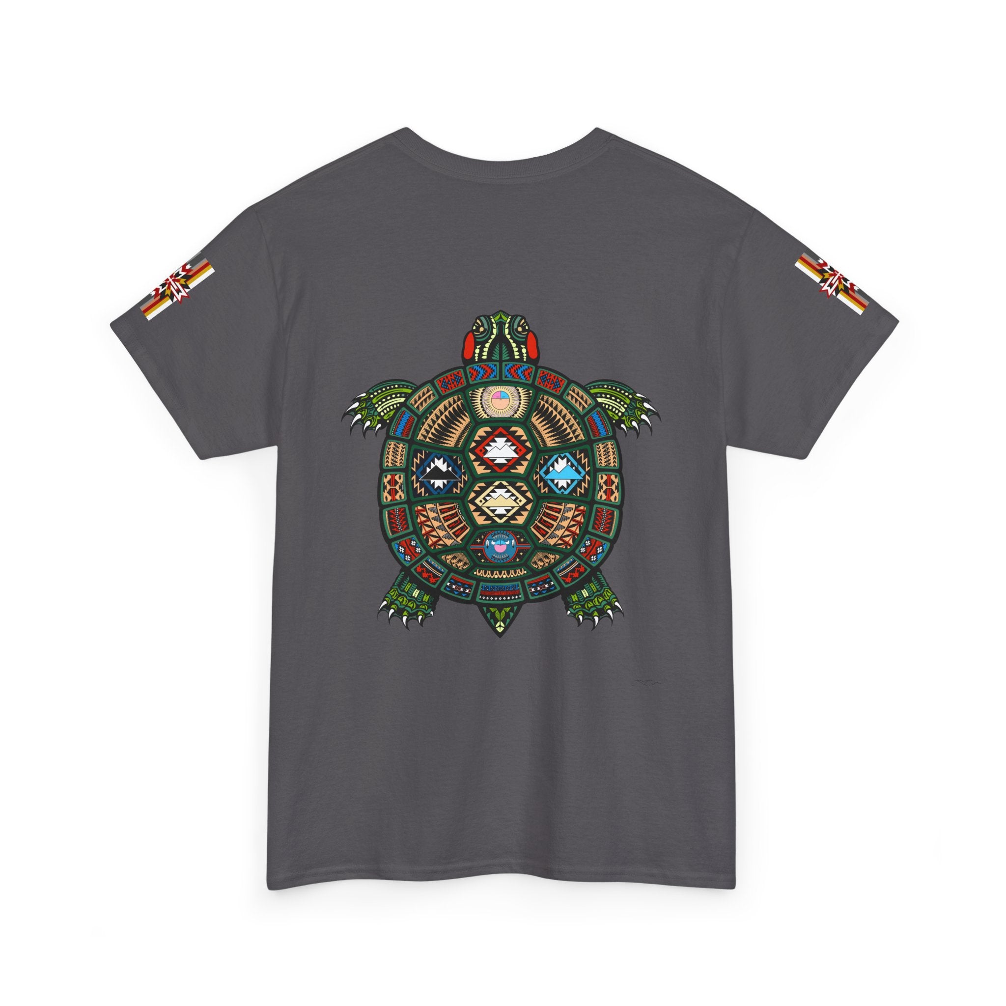 Turtle Graphic Tee — Colorful Tribal Turtle Shell Design