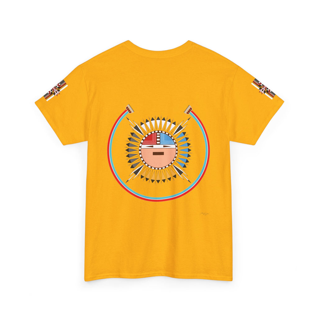 Navajo Sun Graphic Tee — Circular Tribal Shield Chest & Back Print