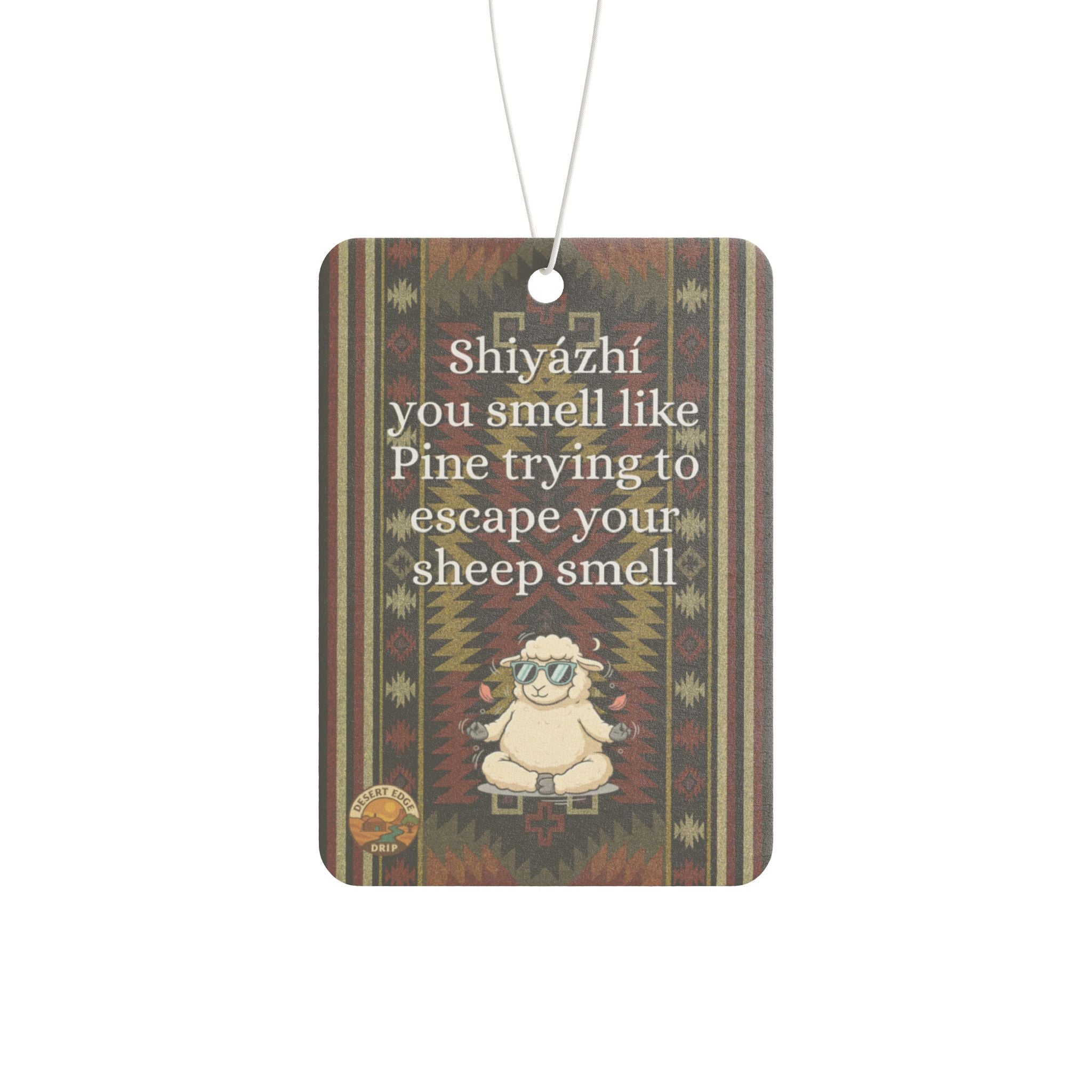 Sheep Pun Car Air Freshener — Humorous Navajo-Inspired Scent Tag