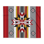 Southwest Star Fleece Blanket — Native-Inspired Red & Gray Geometric Throw