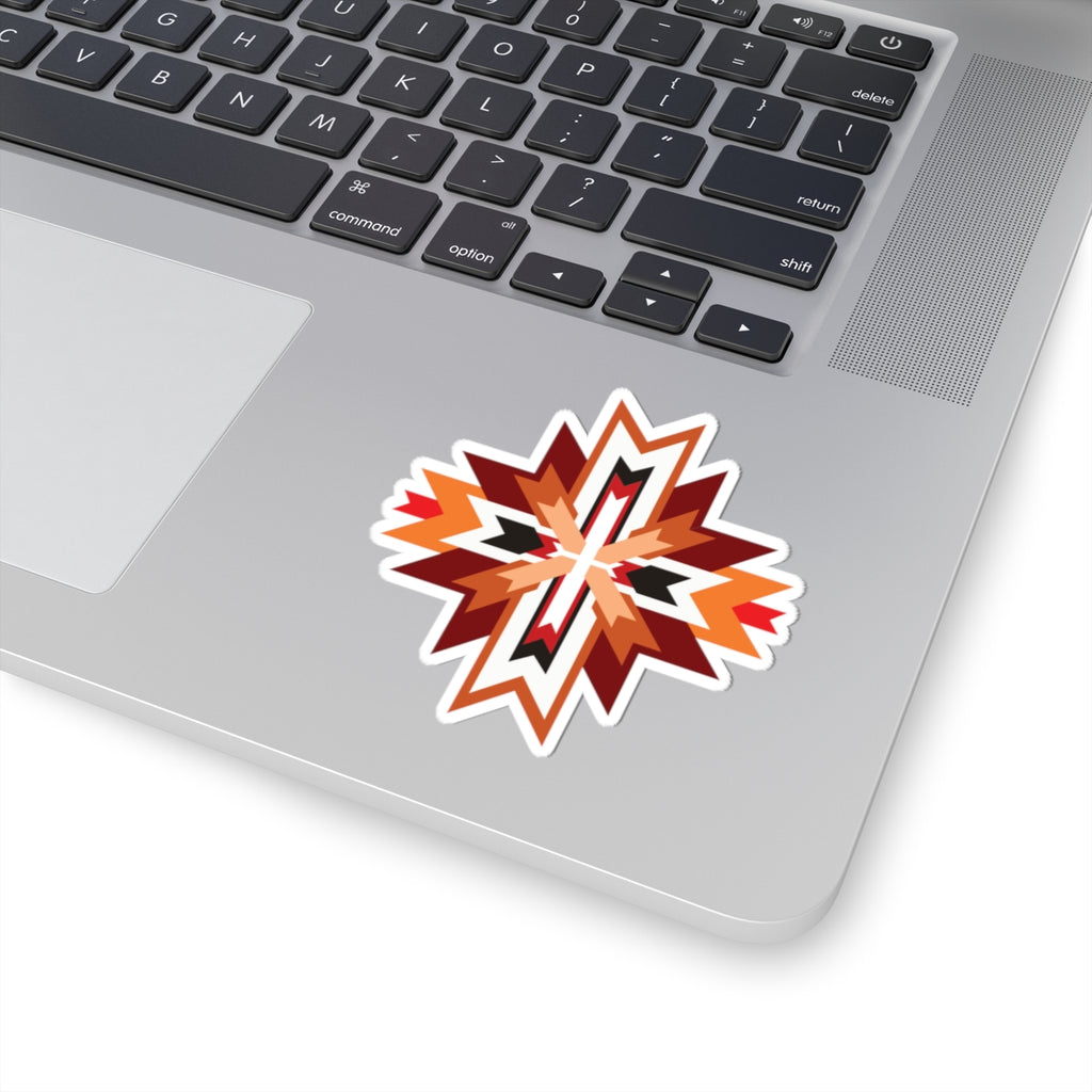 Southwest Geometric Starburst Kiss-Cut Sticker — Native-Inspired Decal