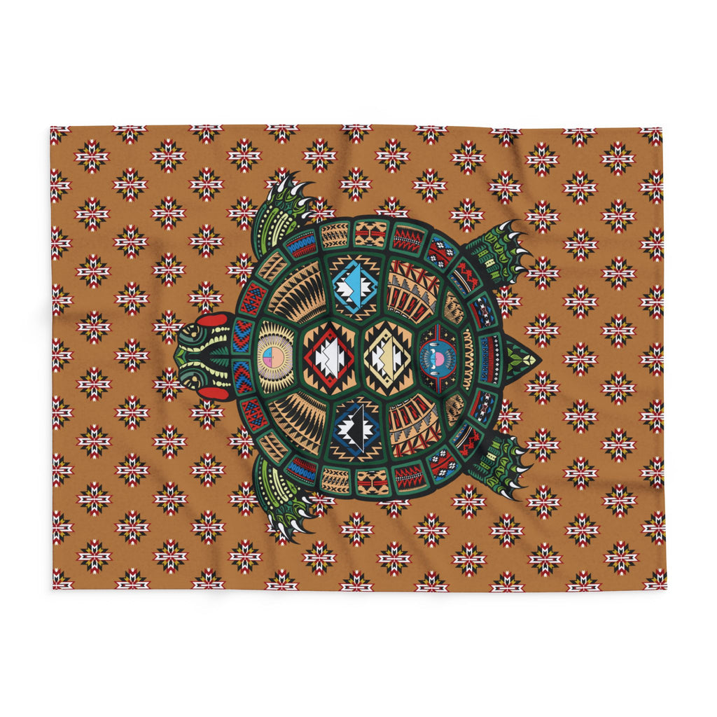 Native Turtle Pattern Fleece Blanket — Southwestern Tribal Throw