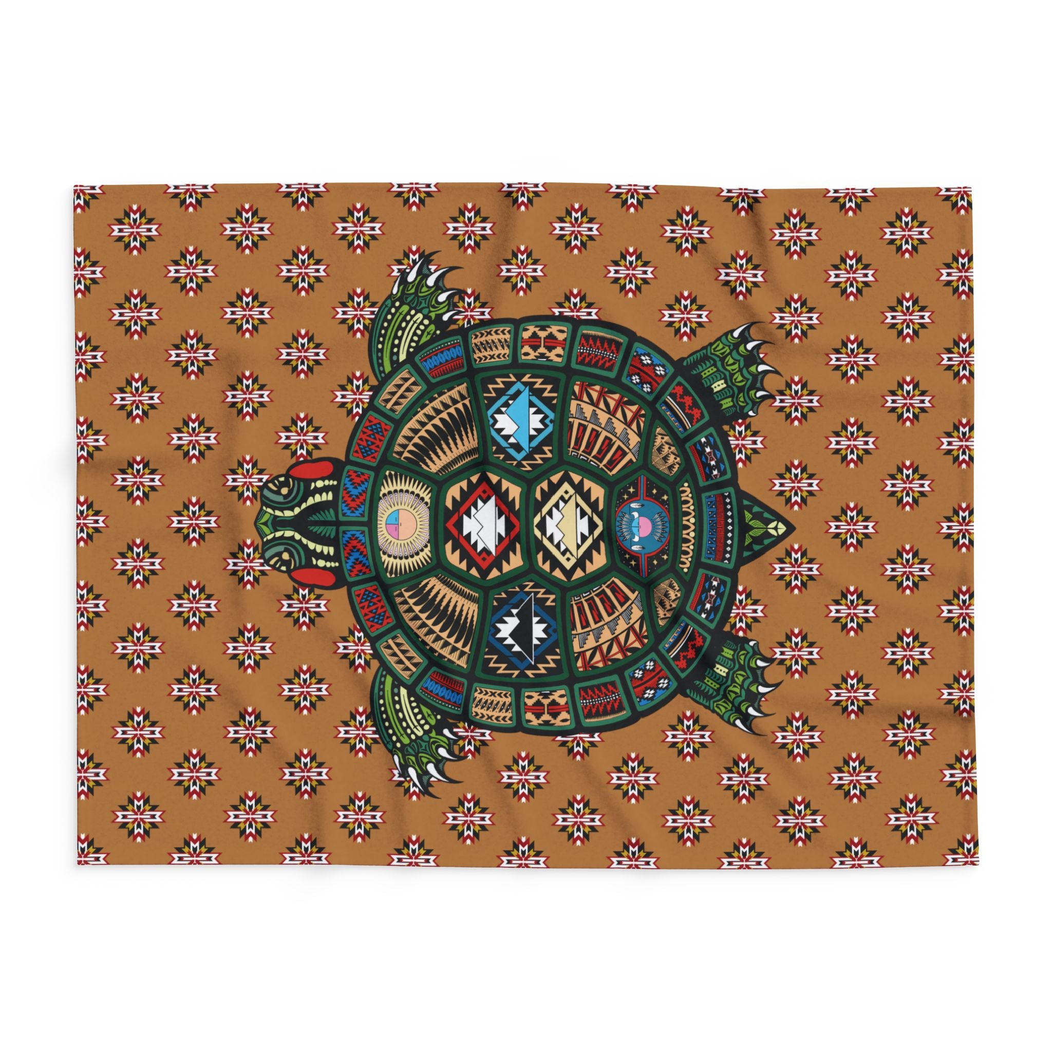 Native Turtle Pattern Fleece Blanket — Southwestern Tribal Throw