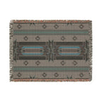 Southwestern Woven Blanket — Aztec Geometric Throw with Fringe