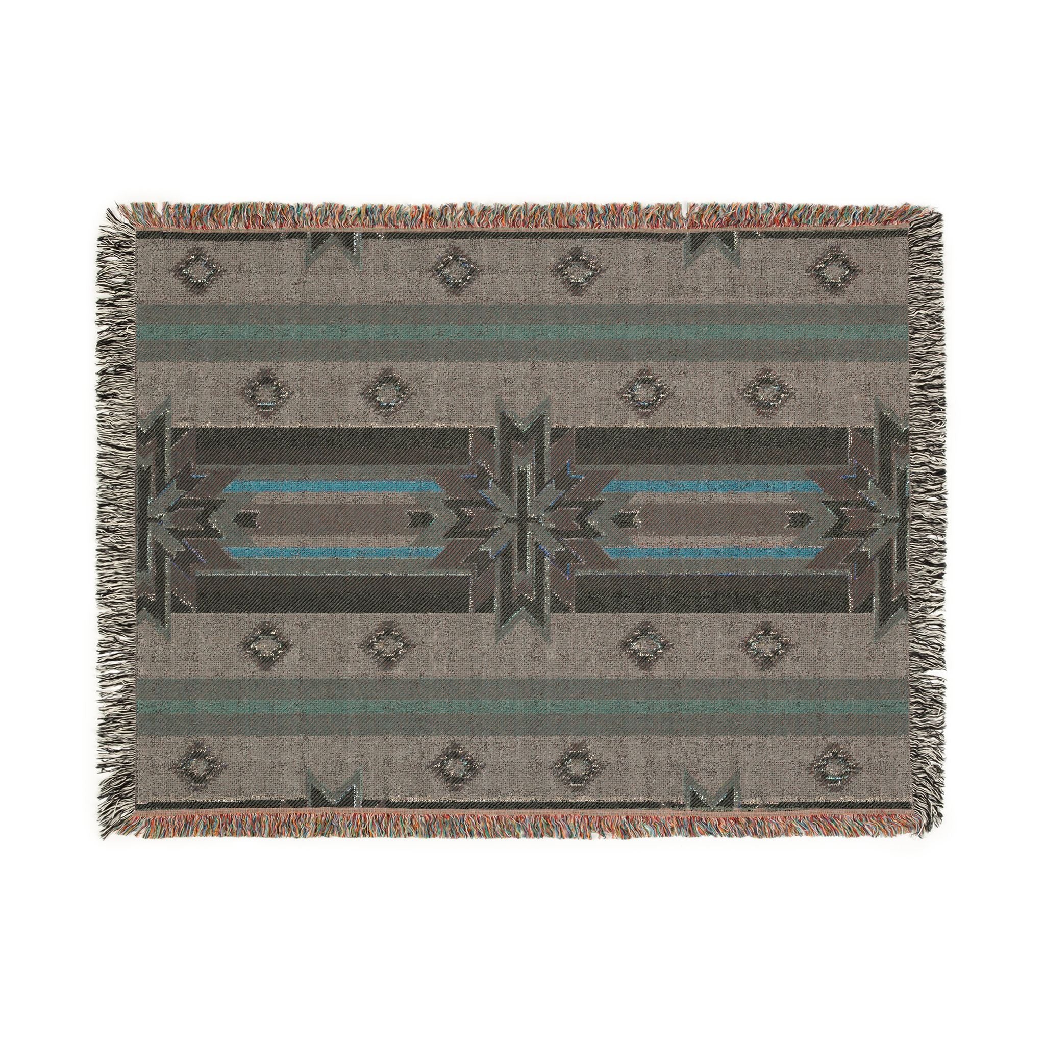 Southwestern Woven Blanket — Aztec Geometric Throw with Fringe