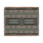 Southwestern Woven Blanket — Aztec Geometric Throw with Fringe