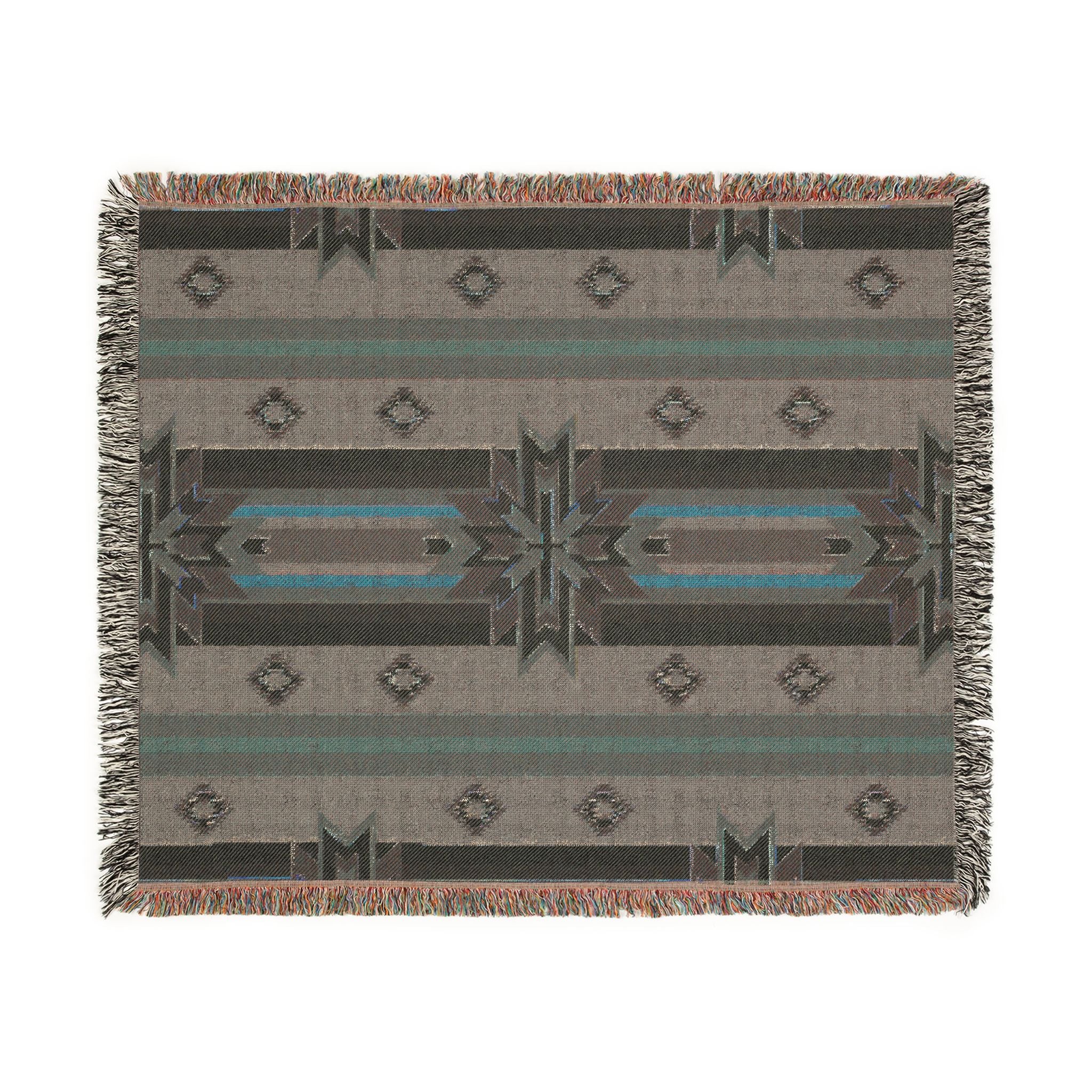 Southwestern Woven Blanket — Aztec Geometric Throw with Fringe