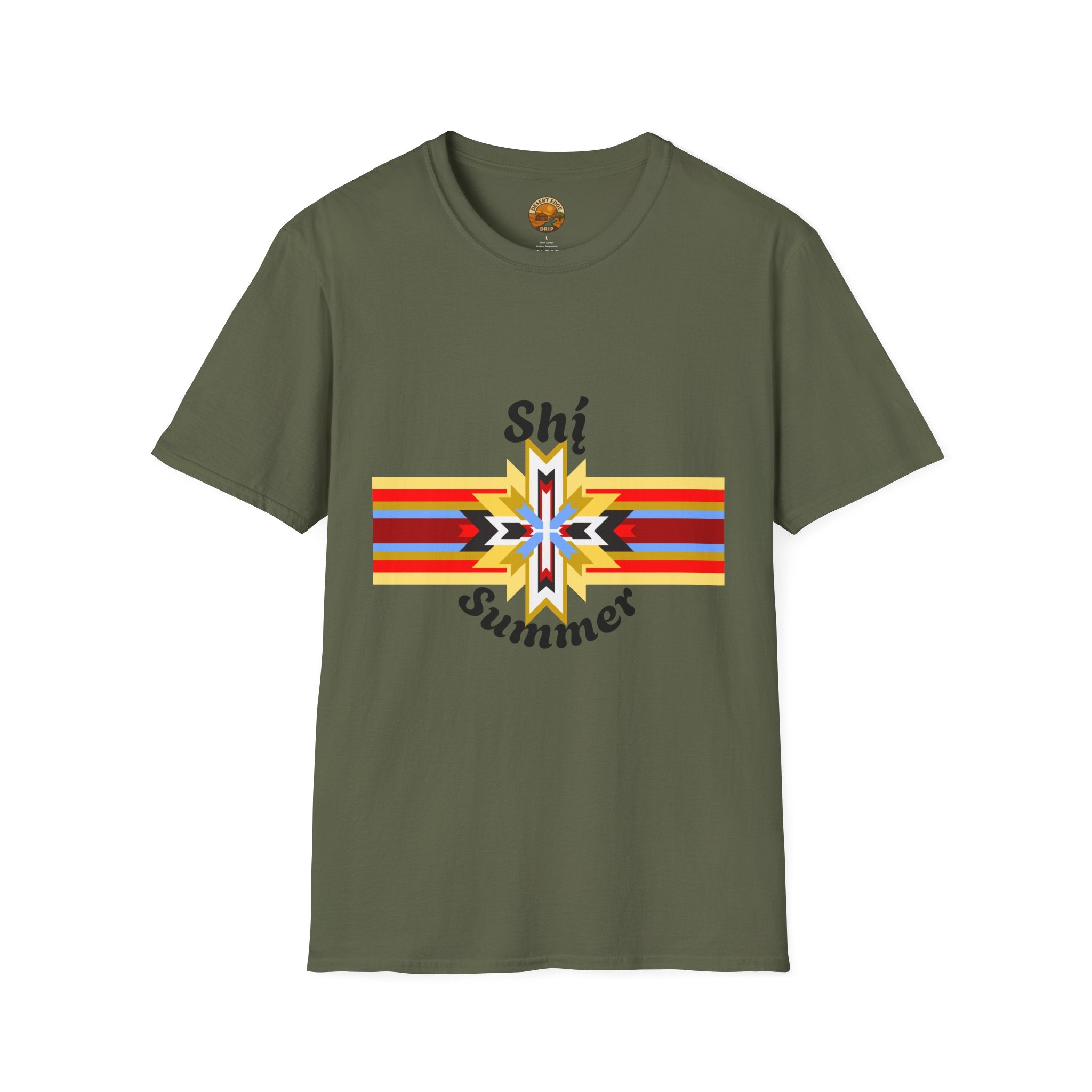 Native Star Graphic T-Shirt — "Shį́ Summer" Colorful Tribal Design