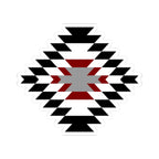 Southwestern Diamond Pattern Kiss-Cut Sticker — Black, Red & Gray Geometric Decal