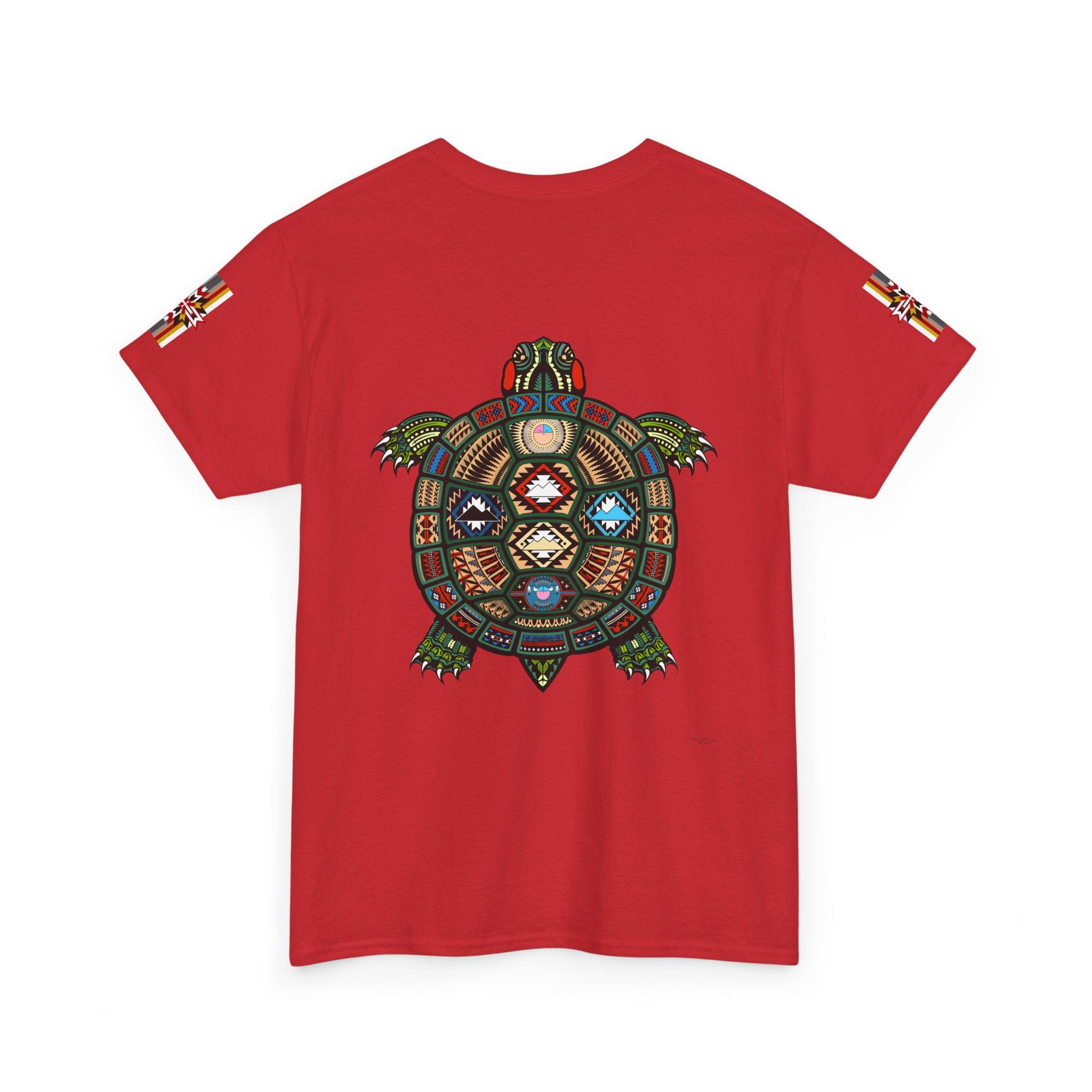 Turtle Graphic Tee — Colorful Tribal Turtle Shell Design
