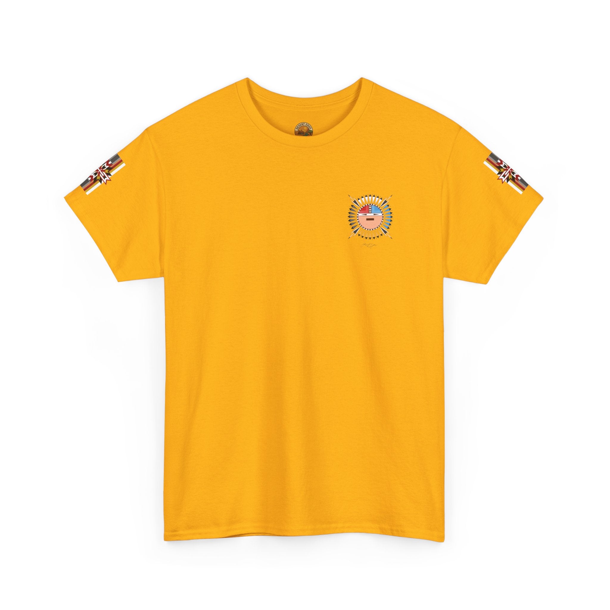 Navajo Sun Graphic Tee — Circular Tribal Shield Chest & Back Print