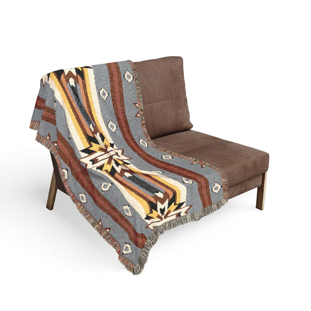 Southwestern Woven Blanket — Aztec Geometric Throw with Fringe