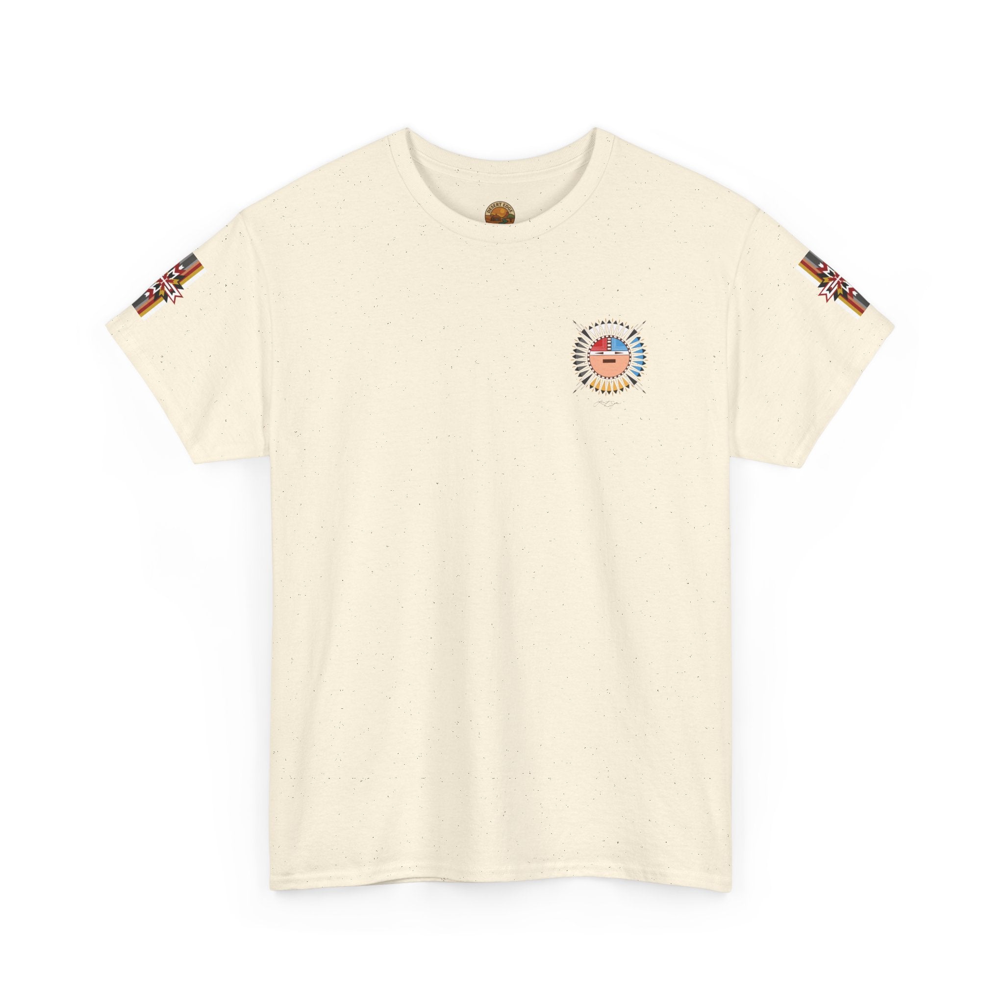 Navajo Sun Graphic Tee — Circular Tribal Shield Chest & Back Print