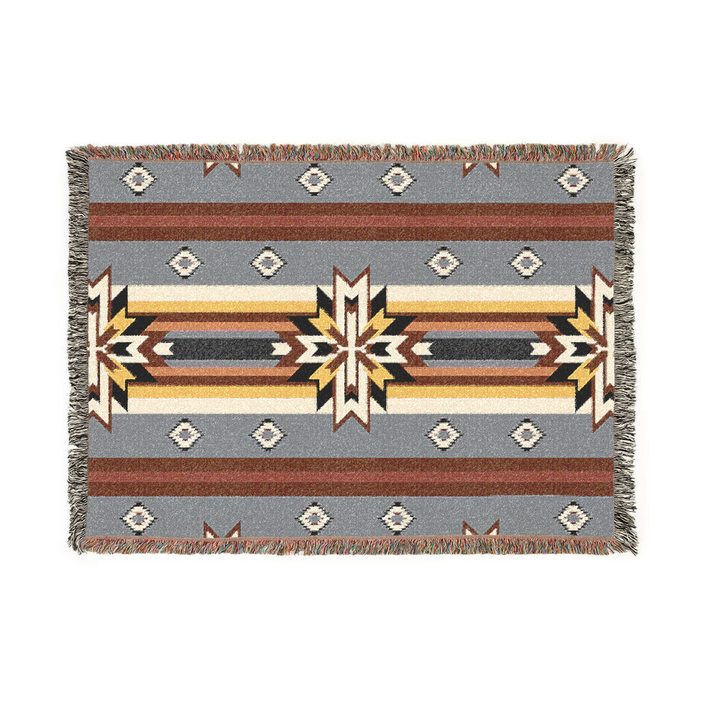 Southwestern Woven Blanket — Aztec Geometric Throw with Fringe