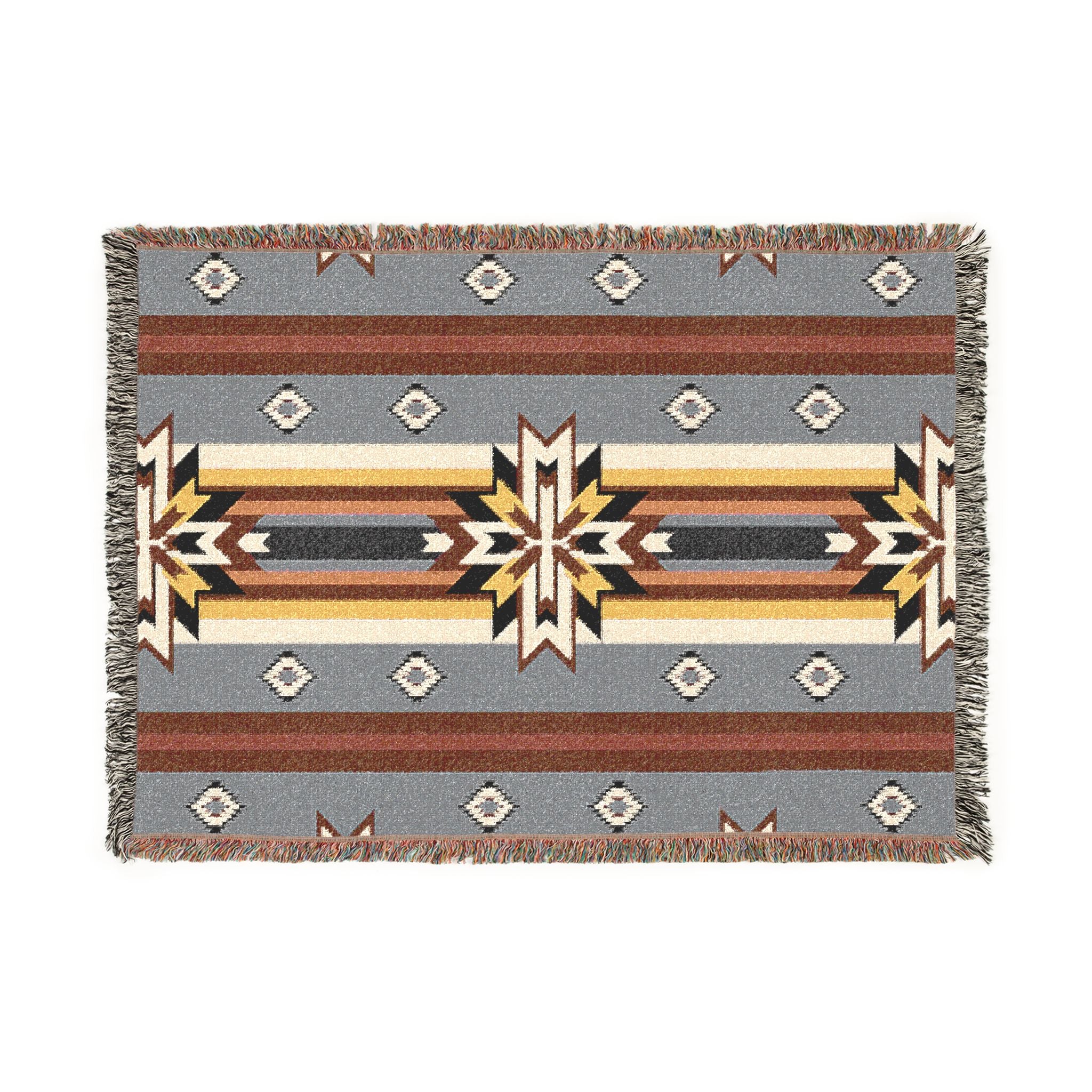Southwestern Woven Blanket — Aztec Geometric Throw with Fringe
