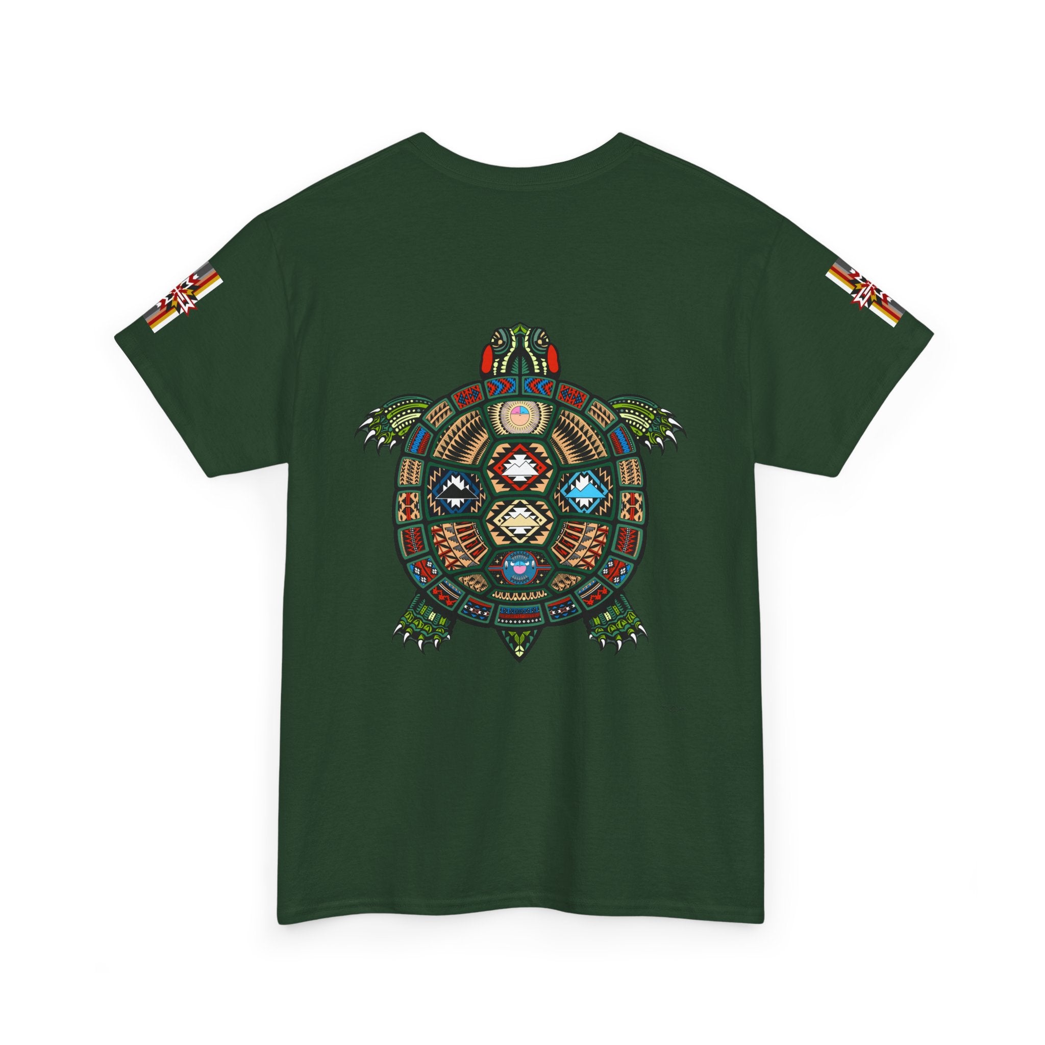 Turtle Graphic Tee — Colorful Tribal Turtle Shell Design