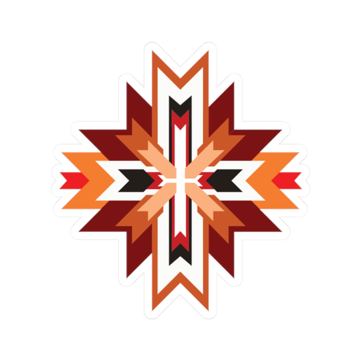 Southwest Geometric Starburst Kiss-Cut Sticker — Native-Inspired Decal