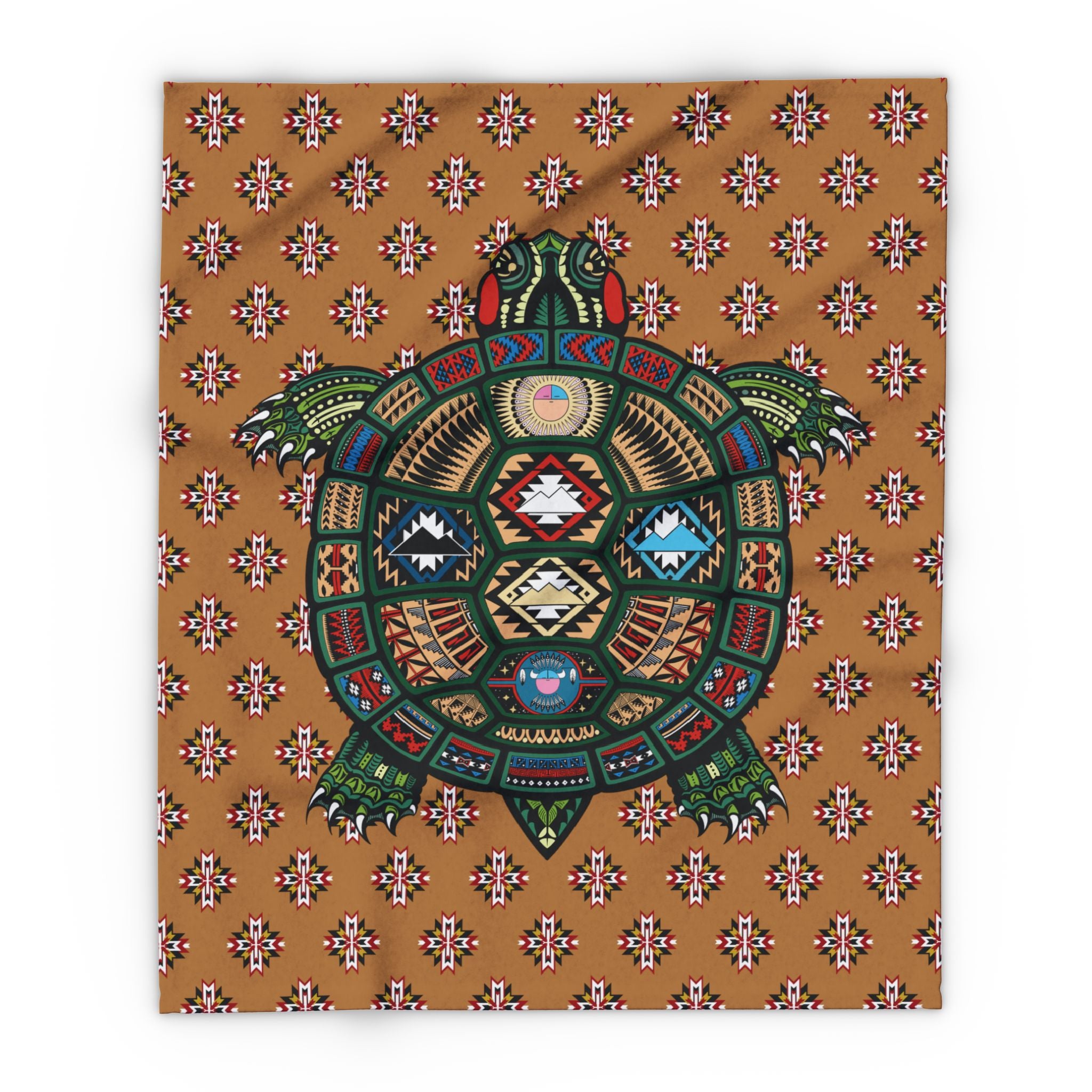 Native Turtle Pattern Fleece Blanket — Southwestern Tribal Throw