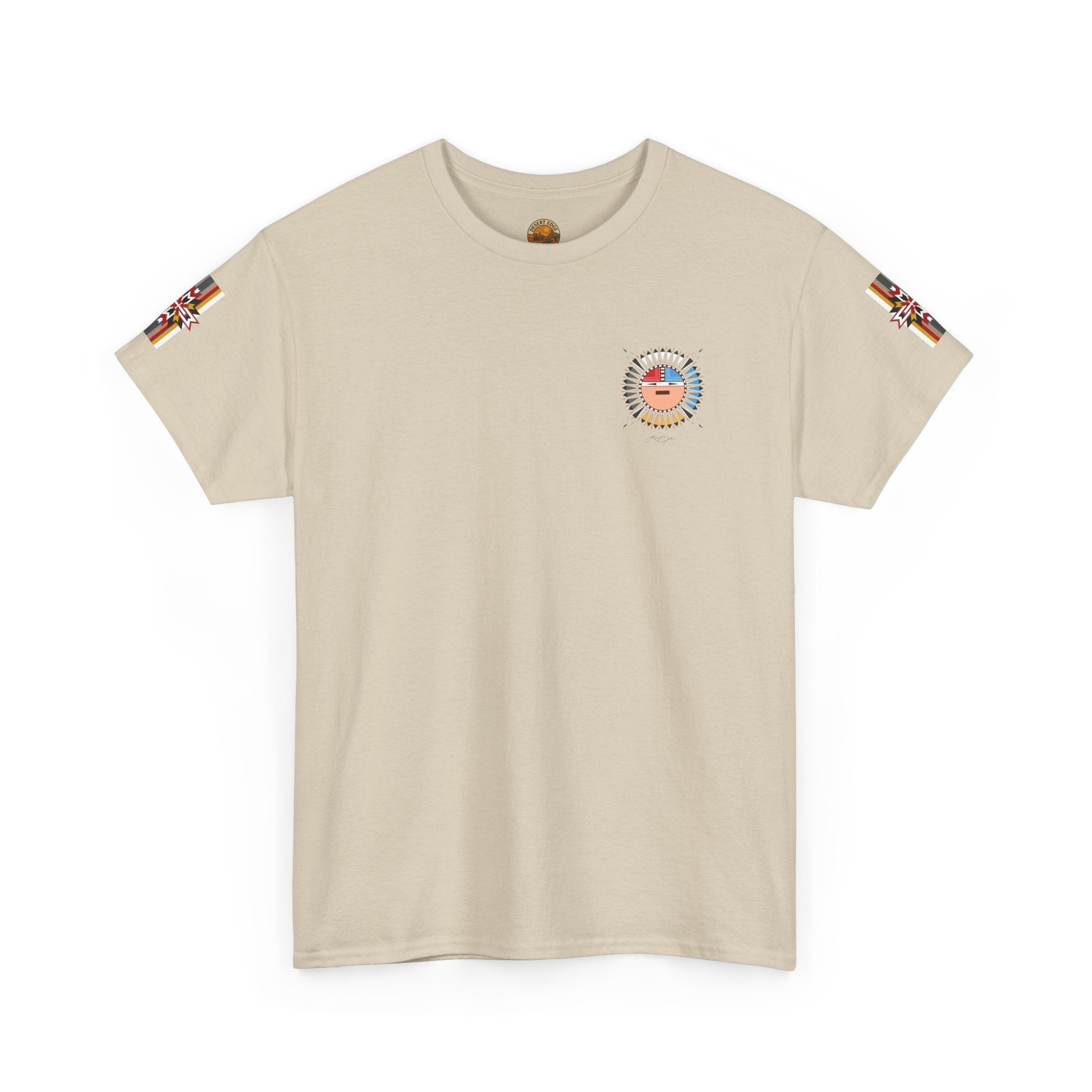 Navajo Sun Graphic Tee — Circular Tribal Shield Chest & Back Print