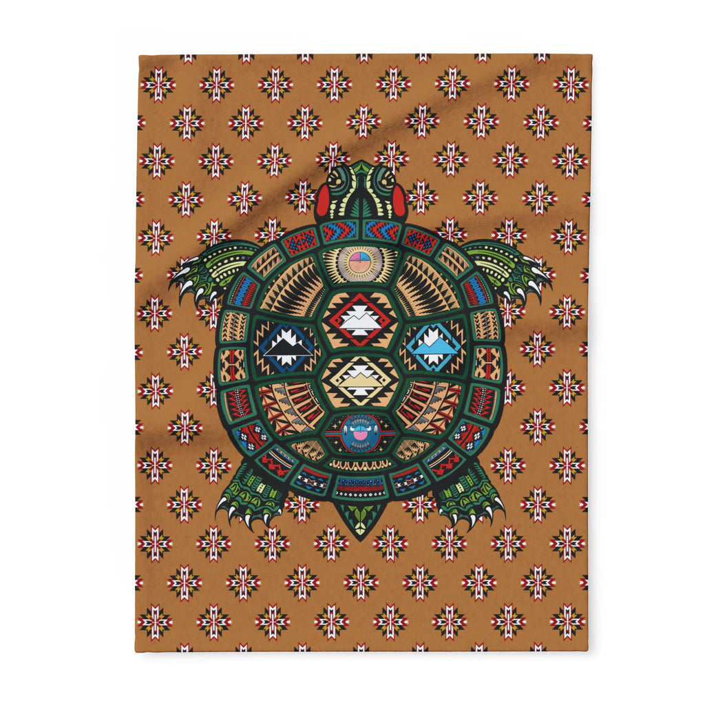 Native Turtle Pattern Fleece Blanket — Southwestern Tribal Throw