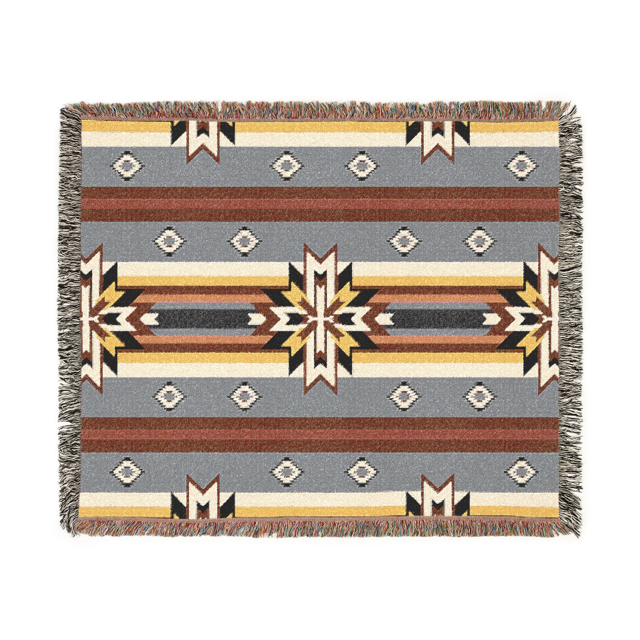 Southwestern Woven Blanket — Aztec Geometric Throw with Fringe