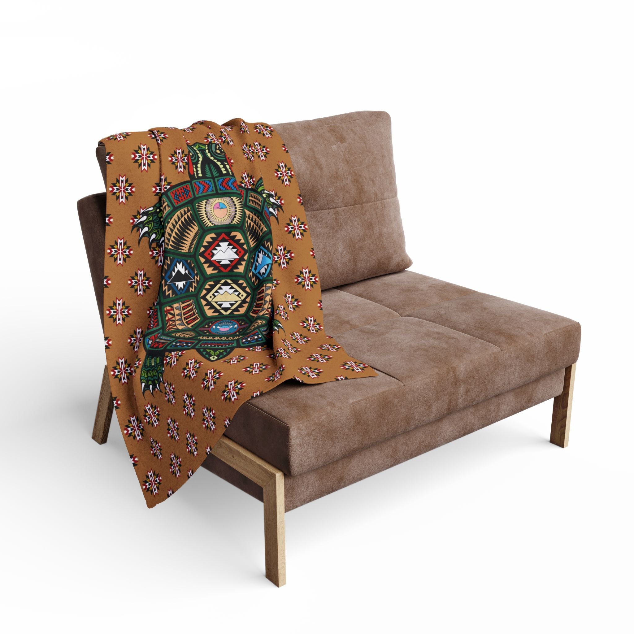 Native Turtle Pattern Fleece Blanket — Southwestern Tribal Throw