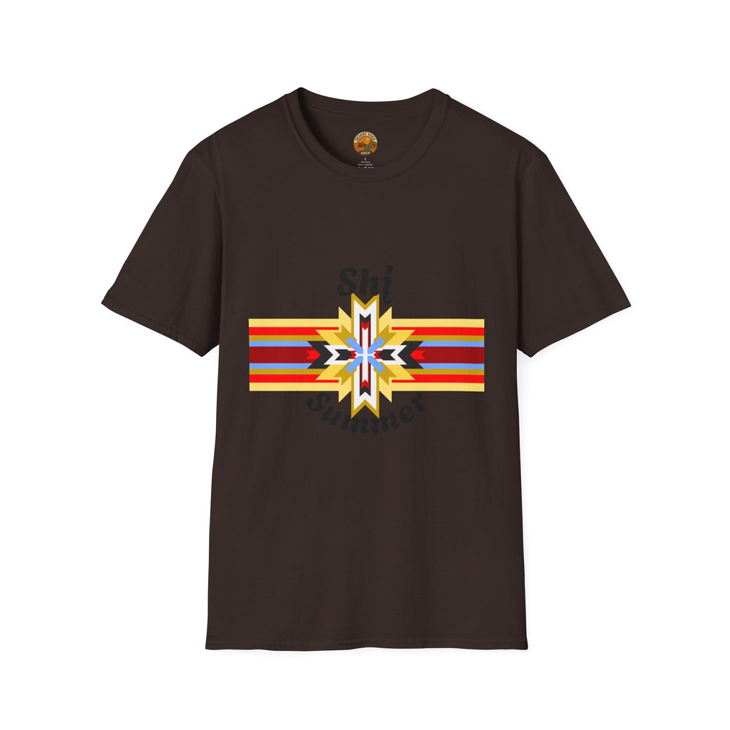 Native Star Graphic T-Shirt — "Shį́ Summer" Colorful Tribal Design