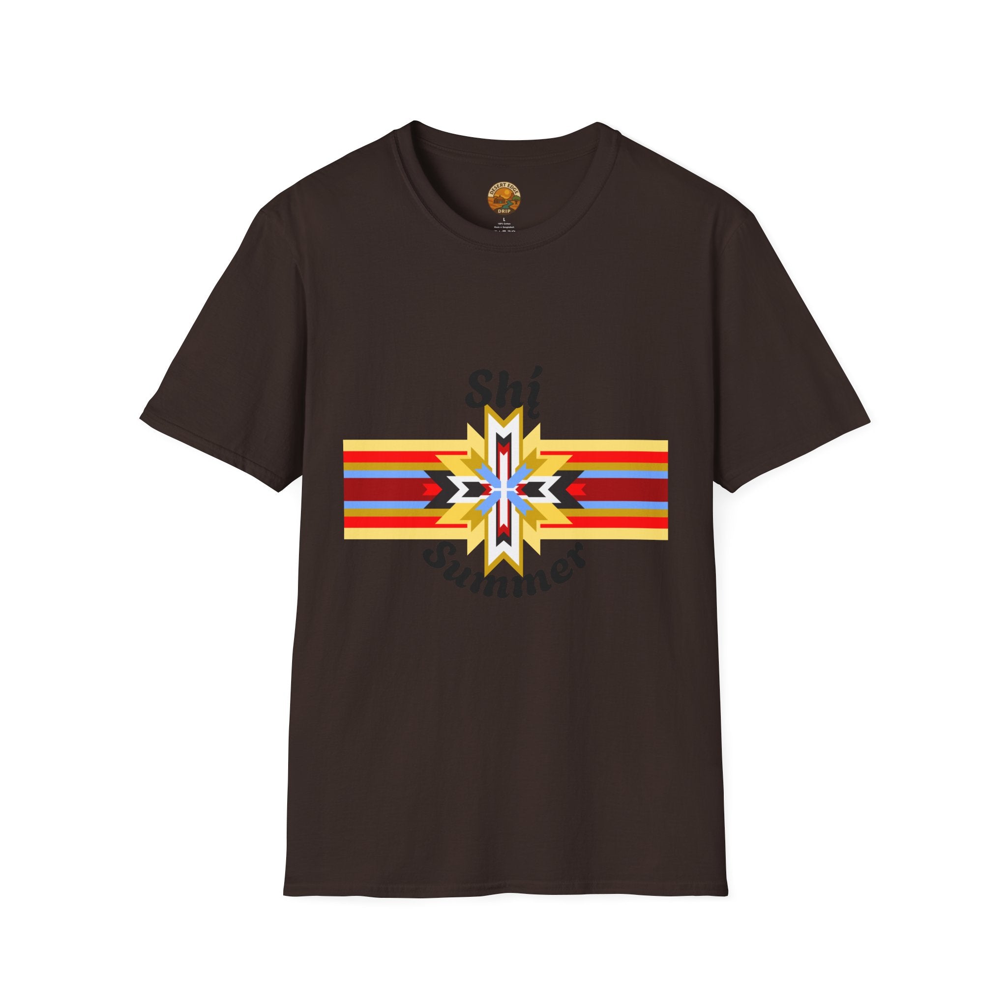 Native Star Graphic T-Shirt — "Shį́ Summer" Colorful Tribal Design