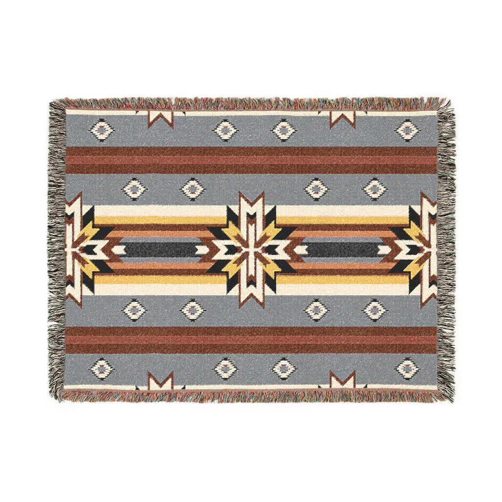 Southwestern Woven Blanket — Aztec Geometric Throw with Fringe