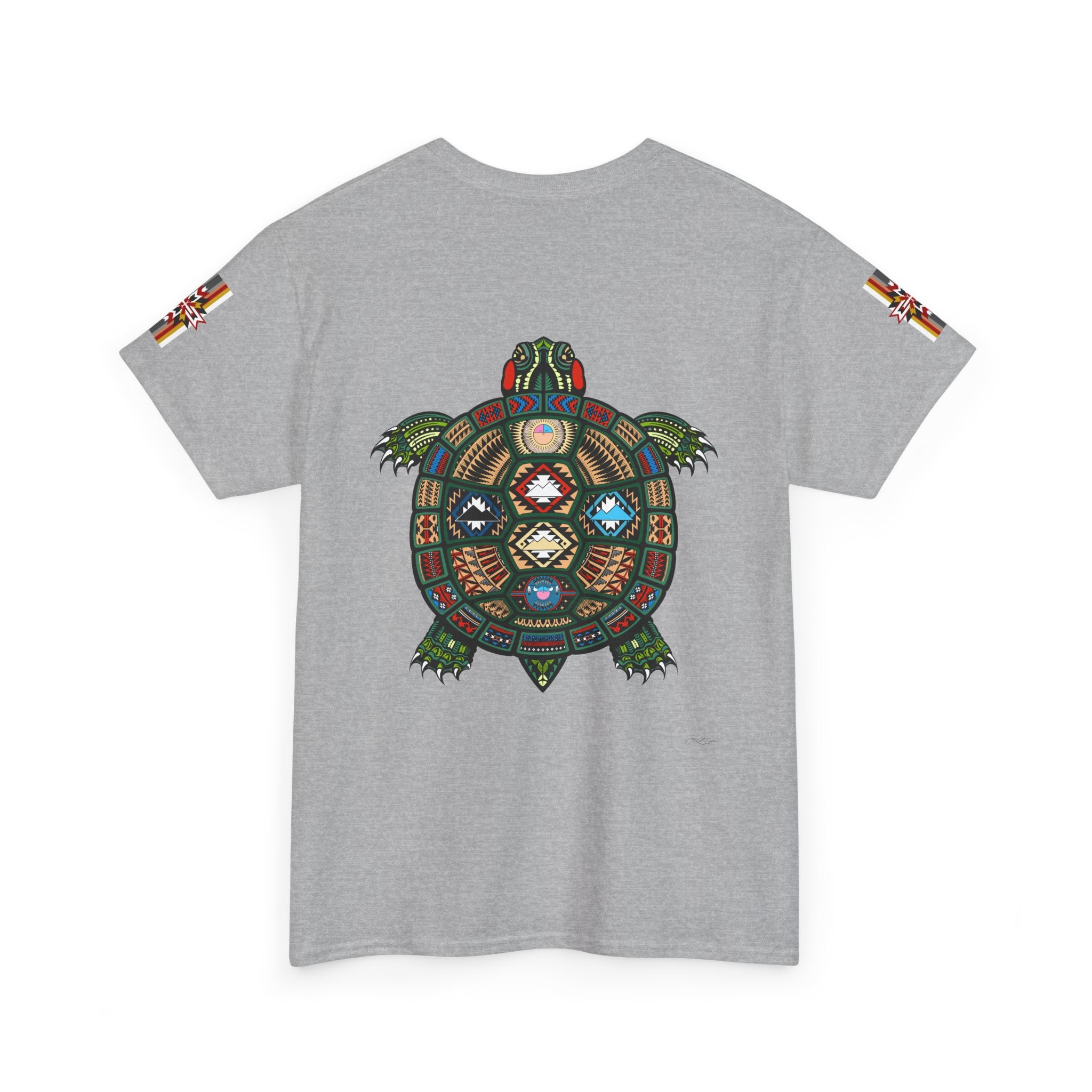 Turtle Graphic Tee — Colorful Tribal Turtle Shell Design