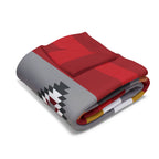 Southwest Star Fleece Blanket — Native-Inspired Red & Gray Geometric Throw