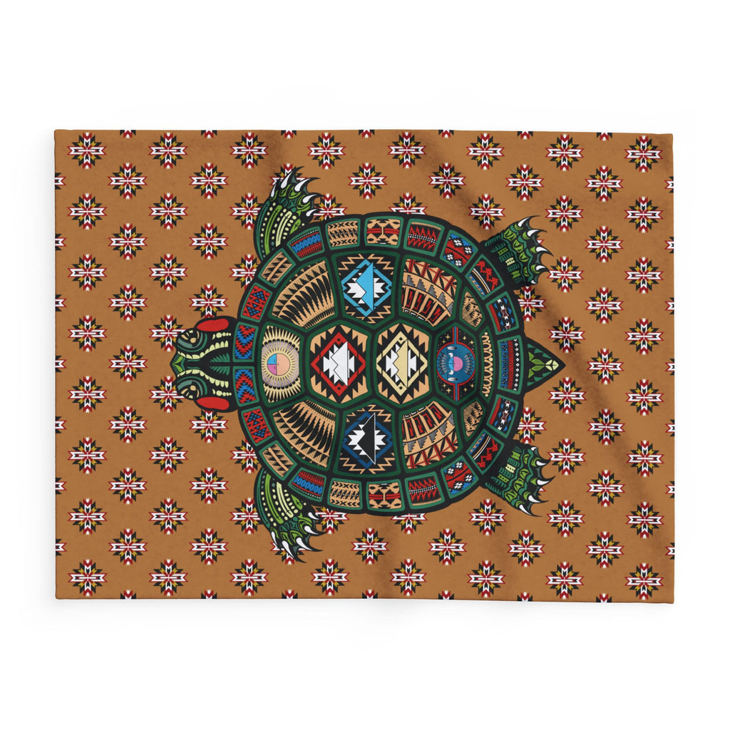Native Turtle Pattern Fleece Blanket — Southwestern Tribal Throw