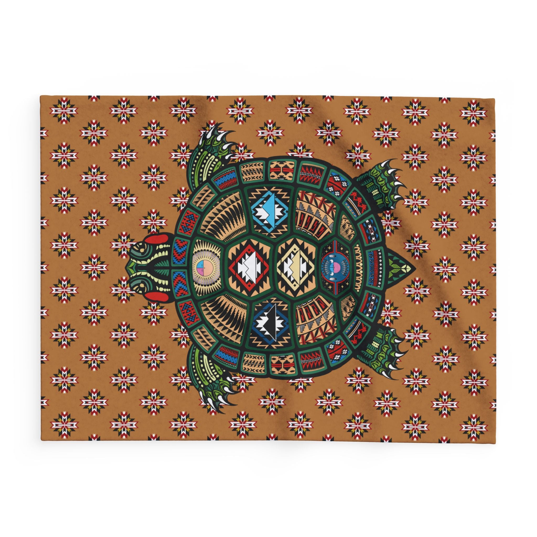 Native Turtle Pattern Fleece Blanket — Southwestern Tribal Throw