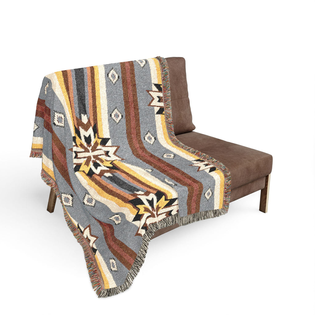 Southwestern Woven Blanket — Aztec Geometric Throw with Fringe