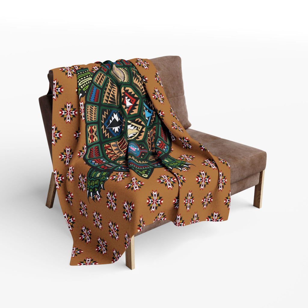 Native Turtle Pattern Fleece Blanket — Southwestern Tribal Throw